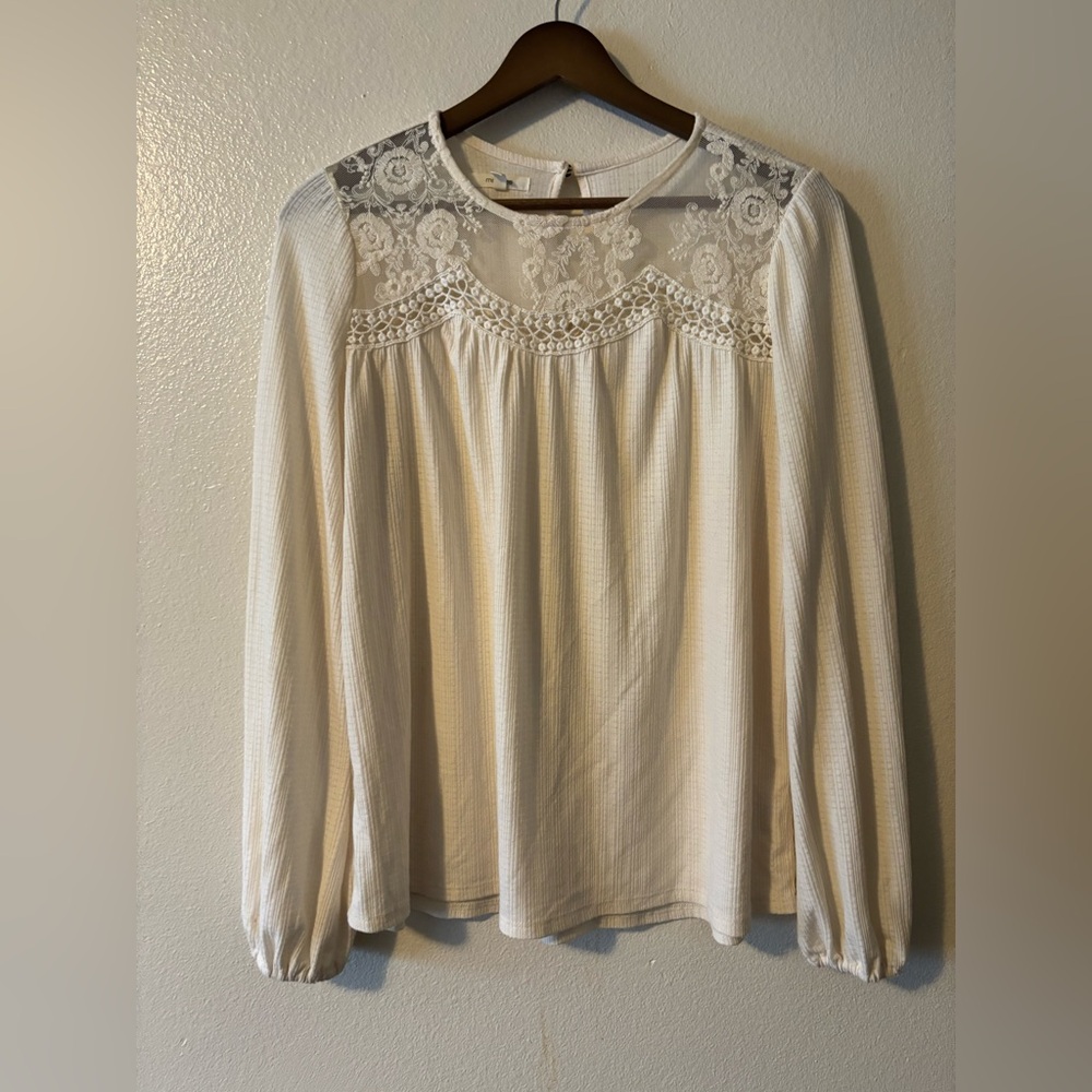 Maurices Cream Lace Detail Blouse
